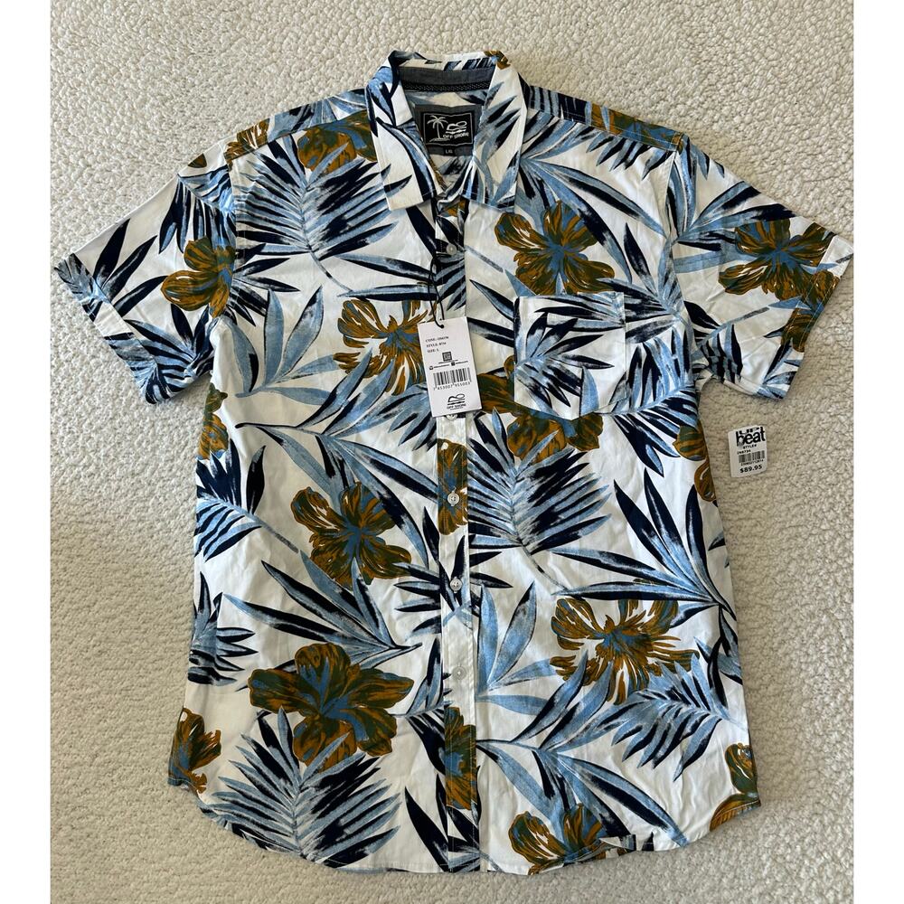 NWT* Off Shore Mens Short Sleeve Button Down Hawaiian Shirt Large